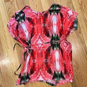 Pink pattern bathing suit cover up